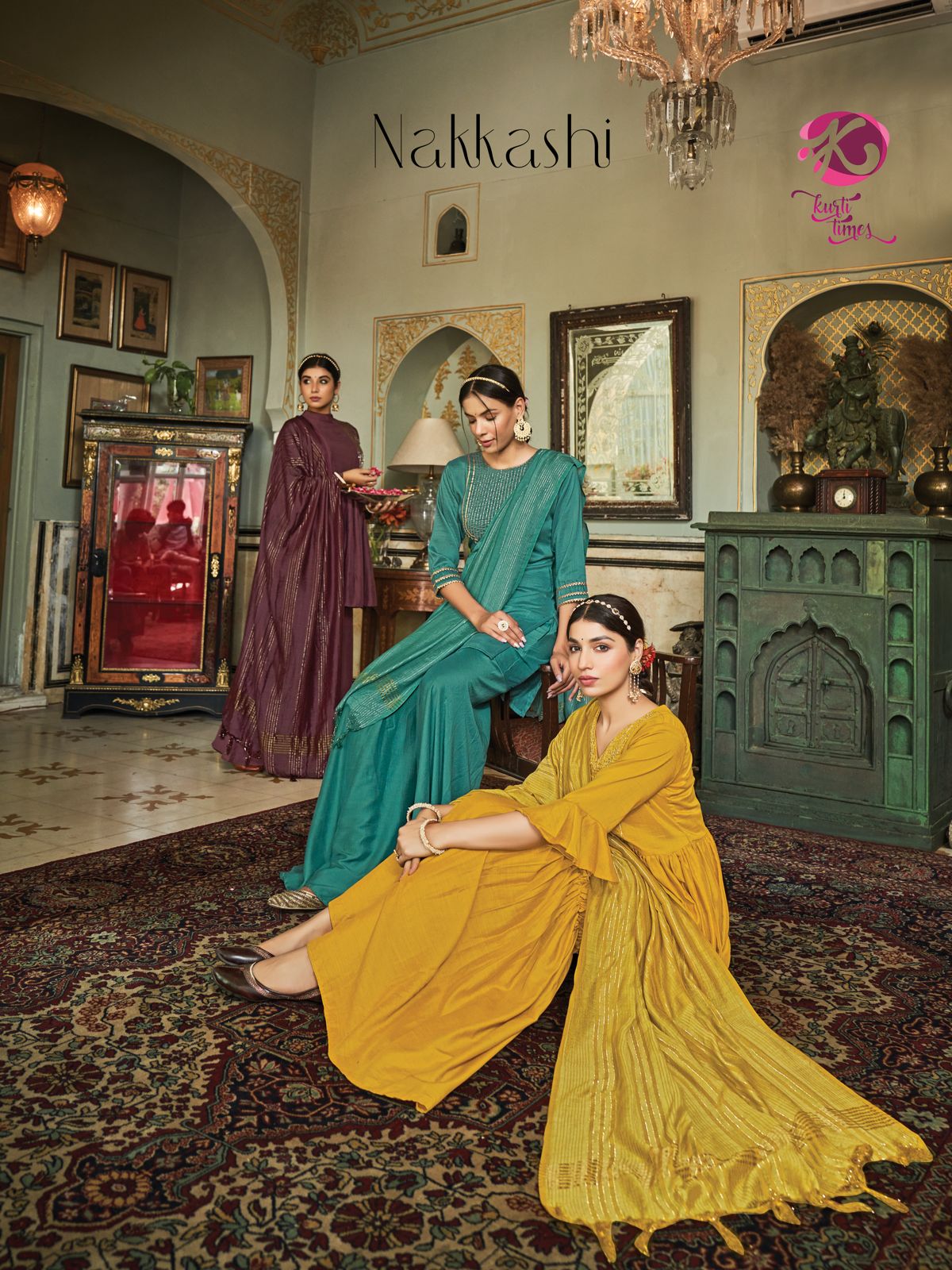 NAKKASHI Heavy Wedding Wear Fancy Designer Chinnon Silk Readymade Suit Collection